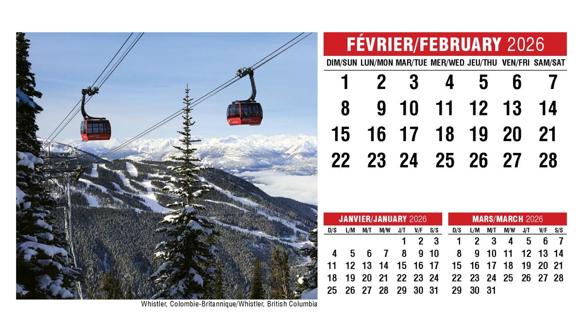Galleria Canadian Scenes( ENG/Fr) Promotional Desk Calendar- 2026